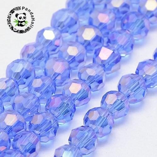 Pandahall 10 Strands 4/6/8mm Faceted Round Electroplate Glass Beads Strands for DIY Jewelry Necklace Bracelet Making Hole: 1mm