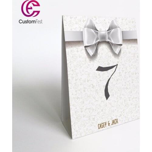 10pcs/lot Personalized silver ribbon stand free table number TN041