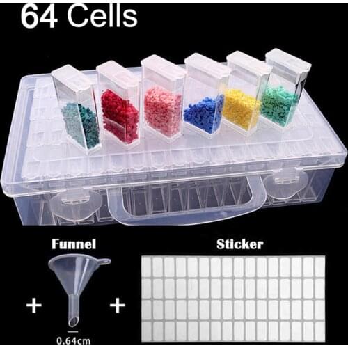64 Slots Diamond painting cross stitch Storage Box 5d diamond embroidery accessories Plastic Container bead Organizer boxes