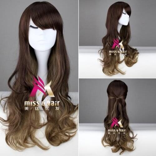 Anime Japan Sweet Lolita Mix Curly Wavy Synthetic Long Cosplay Wig Hair party halloween for women hair+ Wig Cap
