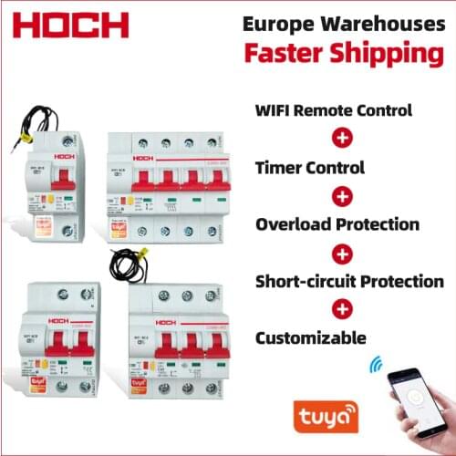 HOCH ZJSB Tuya WIFI Circuit Breaker Smart Life Timer Remote Control 1-4P Intelligent Wireless Switch Factory Free Shipping