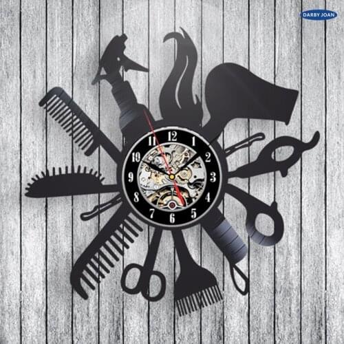 Hairdresser Barber Shop Salon Vinyl Record Wall Clock Art Home Decor Women Gift Decorative Vinyl Record Wall Clock Christmas