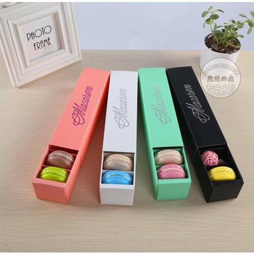 Free shipping Pink White Black and Green Dessert Macaron box 6 cavities colorful macarons pastry packaging boxes 200 pcs
