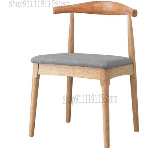 Big Cow Horn Chair Solid Wood Dining Chair Nordic Modern Simple Coffee Shop Milk Tea Shop Dining Chair