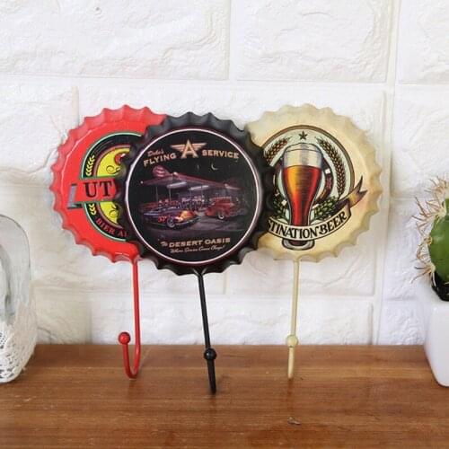 Household supplies Vintage Wrought Iron Hook Unique Beer Cover Shape Hook Living Room bathroom kitchen