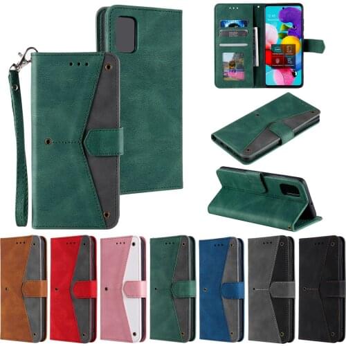 Flip Wallet Case for Galaxy A82 A22 A32 A52 A72 A12 A42 5G A51 A71 4G A50 A21S A30 A20 PU Leather Card Covers Splicing Fundas