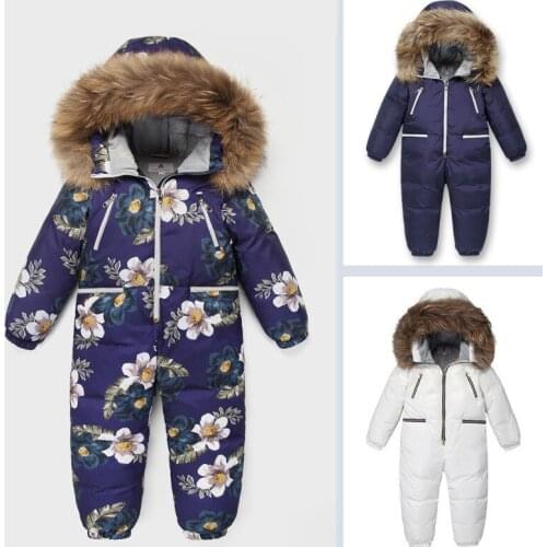 Kids onesie down coat fashion outdoor skiing coat for 3-8years child boys girls Winter thick one piece coat clothes outerwear