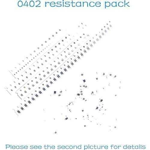 0402 1% resistance pack 0.1R 0R2 1R 10R 100R 1K 10K 100K 1M 10M 20M 50 of each For details, please see the picture introduction