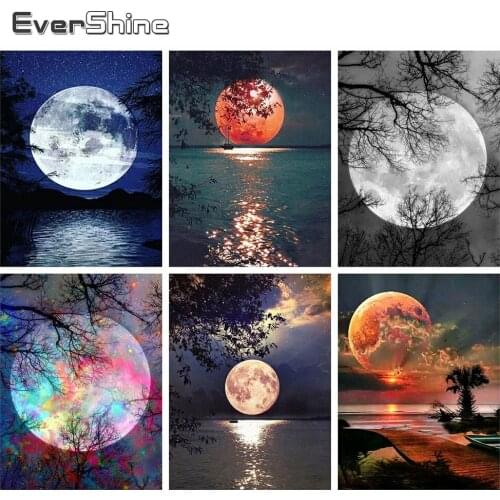 Evershine Diamond Painting Moon Full Square Rhinestones Pictures 5D DIY Embroidery Scenery Cross Stitch Mosaic Crafts Kit