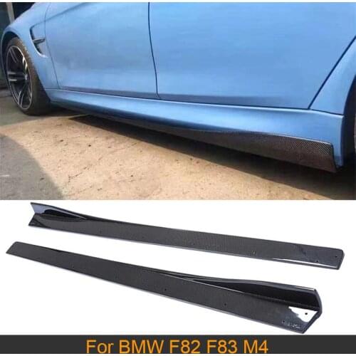Car Body Kits Side Skirts for BMW F82 F83 M4 2014-2019 Car Side Door Skirts Lip Apron Spoiler Protector Body Kit Carbon Fiber