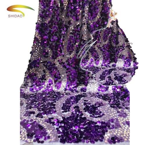 French sequins lace dresses lace fabrics embroidery decoration 8 colors for african party lace dress 5 yards/lot