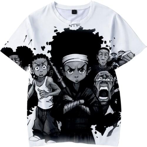 Anime The Boondocks T-shirt O-Neck Mens Tshirt Men/Women Summer Short Sleeve Streetshirt Oversized Clothes Kids Kawaii Tees Top