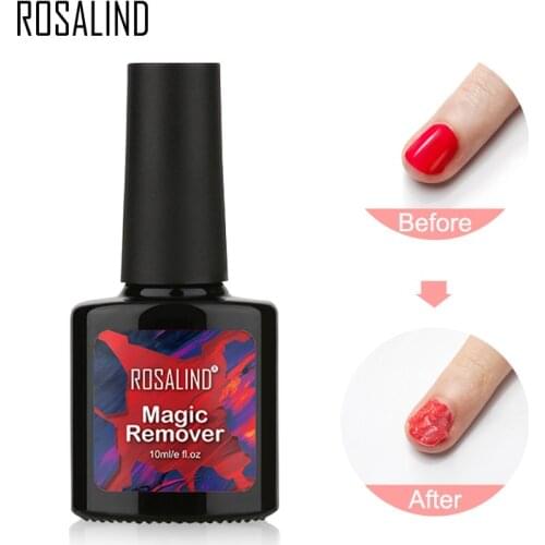 ROSALIND 10ml Nail Gel Polish Magic Remover For Manicure Fast Clean Within 2-3 MINS UV Gel Nail Polish Remove Base Top Coat