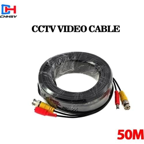 50m cctv cable Video Power Cable high quality BNC + DC Connector for CCTV Security Cameras Free Shipping