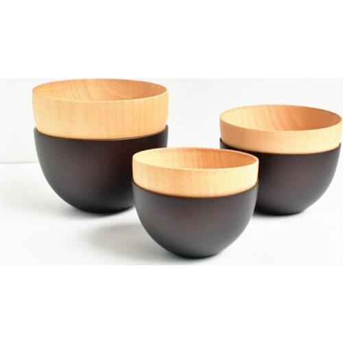 Creative Jujube Wood Deep Salad Rice Bowl Simple Large Capacity Round Wooden Salad Soup Noodle Bowl Plates Kitchen Tableware