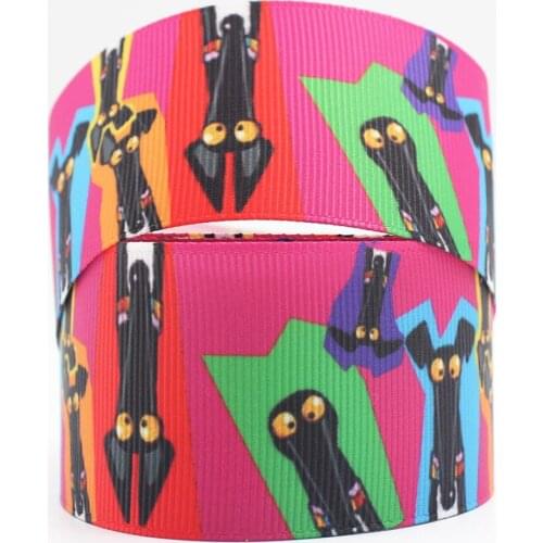 Pink Dog Printed Ribbon 16/22/25/38/75mm Grosgrain Ribbons 10 25 50 Yards Diy Bows Gift Wrapping Wedding Decoration Webbing