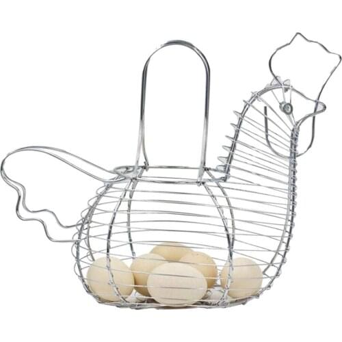 Metal Mesh Wire Egg Storage Basket Metal Chicken Egg Holder Hen Shaped Decorative Organizer Home Kitchen Storage Rack Decor 2021