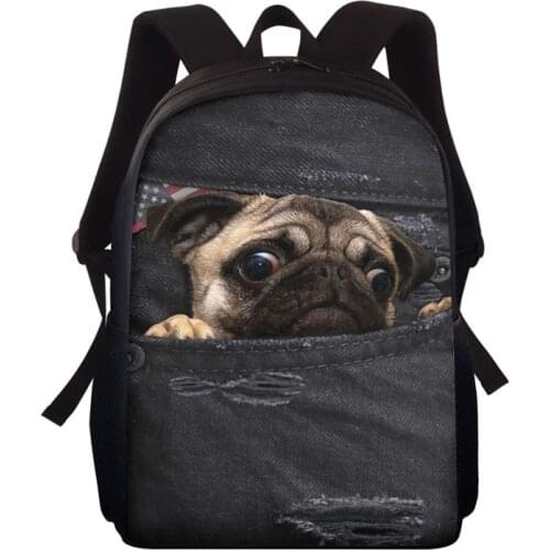 Kawaii 3D Animal Black Denim Pocket Dog Print Boys Girls School Bags Primary Students Backpacks Kids Satchel Children Book Bag