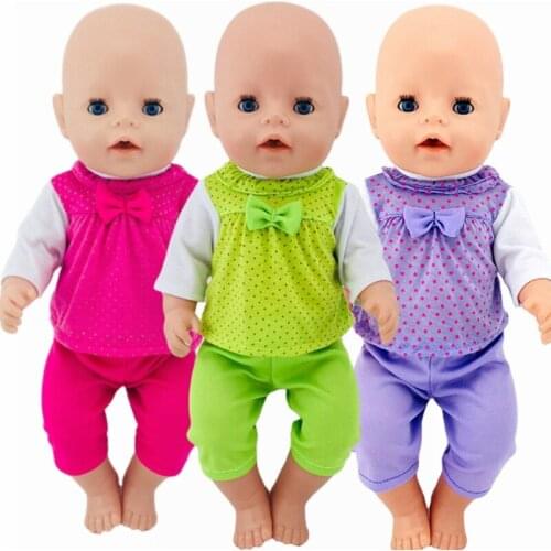 2021 New Clothes Bow Tie Two Piece Fit 18 Inch American&43cm Baby New Born Doll Clothes Accessories