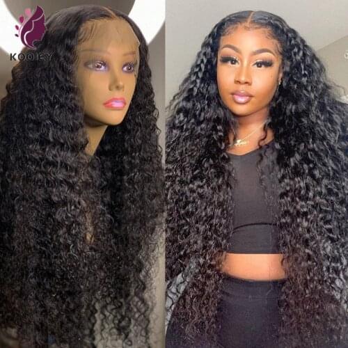 Middle Part Deep Wave Lace Front Wig Brazilian Remy T Part Human Hair Wig Pre Plucked With High Density Baby Hair Bleached Knots