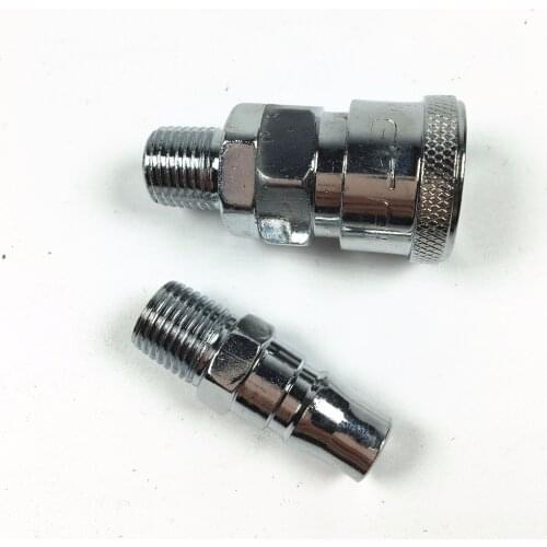 2 Pcs Pneumatic Fitting 1/4" PT Thread Air Coupler Quick Connector SM20+PM20