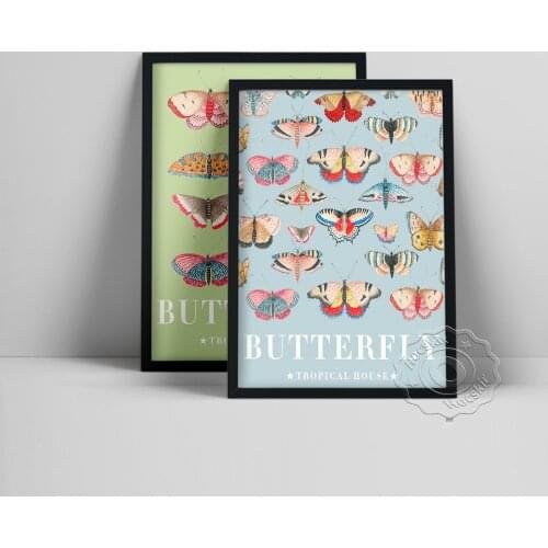 Tropical House Butterfly Poster, Colorful Animal Wall Painting, Beautiful Papillons Wall Art, Kids Room Living Room Wall Decor