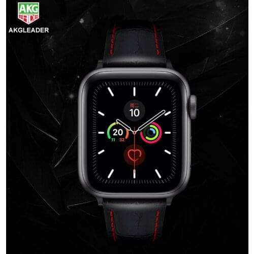 AKGLEADER Newest Genuine Leather band strap for apple watch 6 smart watch iwatch 1 2 3 4 5 42mm watchbands steel buckle strap