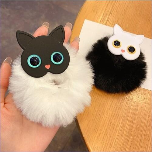 Oaoleer Plush Scrunchie Women Girls Elastic Hair Rubber Bands Plush Large Intestine Hair Band Hair Rope Hair Accessories