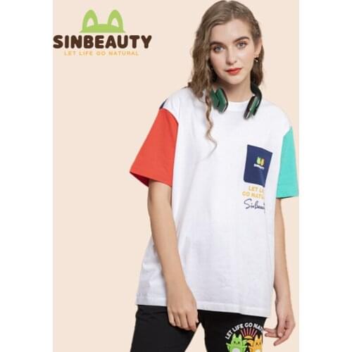 SINBEAUTY Woman Short Sleev T-shirt Blouse Mujer Demode 2021 Loose Cotton Summer Short Sleeve T-Shirt Half Sleeve Crew neck