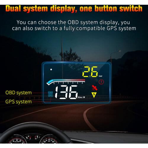 OBD GPS Dual System Head-up Display HUD Odometer Security Alarm Overspeed Warning Windshield Projector Alarm System