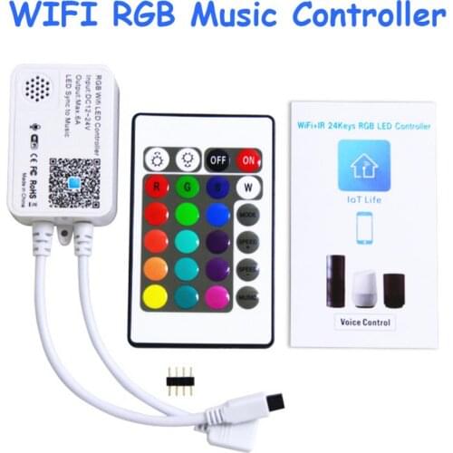 The Smart WIFI Voice LED Controller 24-Key RGB Music Remote Controller for LED Strip Lights