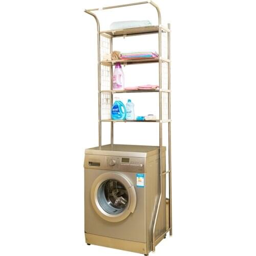 Fixed steel plate design washing machine Shelf shelf durable floor roller flip balcony bathroom bathroom toilet upper storage