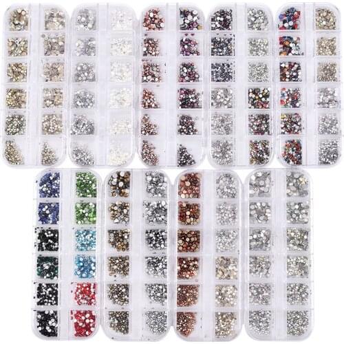 Nail Glitter Rhinestone Glass 1440pcs Nail Glitter Art Decor 3D AB Acrylic Crystal Gems 3D Nail Art Decoration Decor Manicure