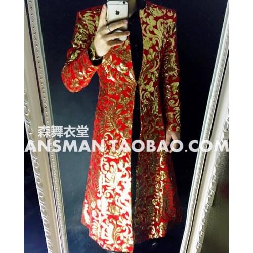 S-5xl 2021 New Men Clothing Fashion Gd Totem Embroidery Long Umbrella Type Jacket Performance Coat Singer Windbreaker Costumes