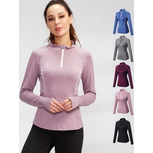 Womens Running Jacket Sports Long Sleeve Jogging Sweatshirt Yoga Shirt Sportswear Zipper Jacket Fitness Tracksuits Running Tops