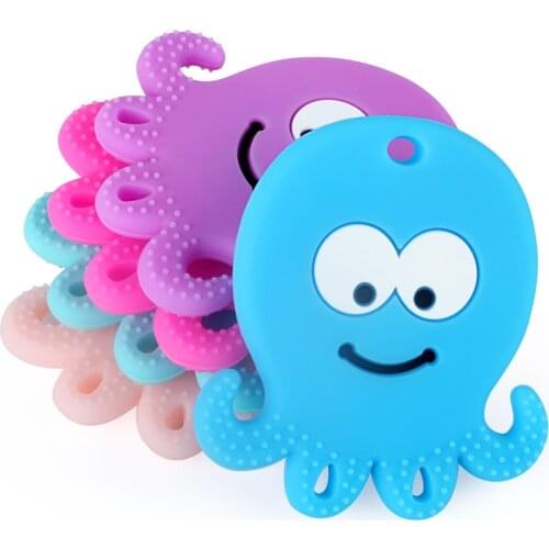 Keep&Grow 1pc Silicone Octopus Teether BPA Free Rodents Baby Teethers Teething Toy Infant Teether Beads DIY Pacifier Chain