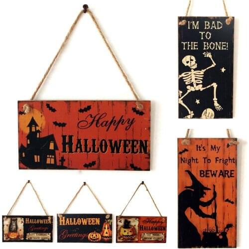 1 X Halloween Wooden Door Hanging Plaque Board Sign Art Party Home Wall Decor