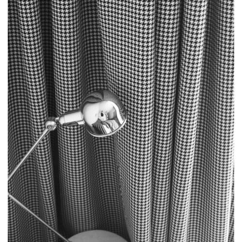 2021 Houndstooth Curtain Korean Style Nordic Simple Finished Custom Blackout Curtains for Living Dining Room Bedroom