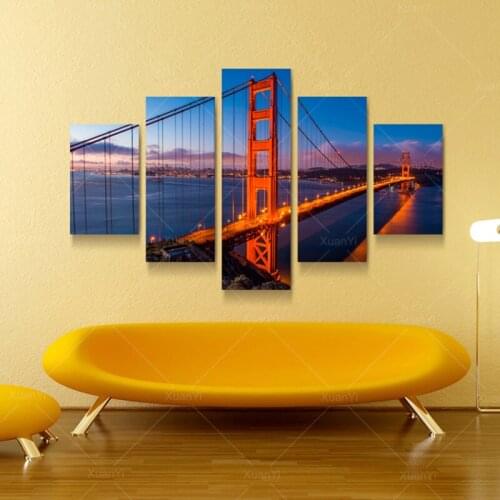 5 Panel Modern Printed Bridge Pictures Canvas Art Oil Painting Cuadros Decoracion Home Decor For Bed Room Unframed XY090