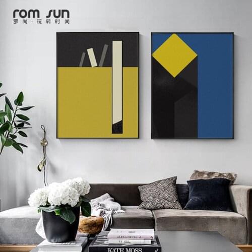 Abstract Color blocks Canvas painting posters and print Modern Home Decor Retro Wall art pictures For Living room bedroom aisle