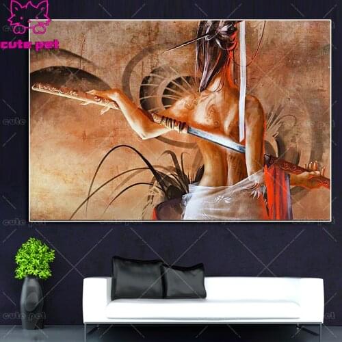 Diamond Painting Samurai sword woman Diamond embroidery 5d Cross Stitch rhinestone diy full square diamond mosaic drill Decor