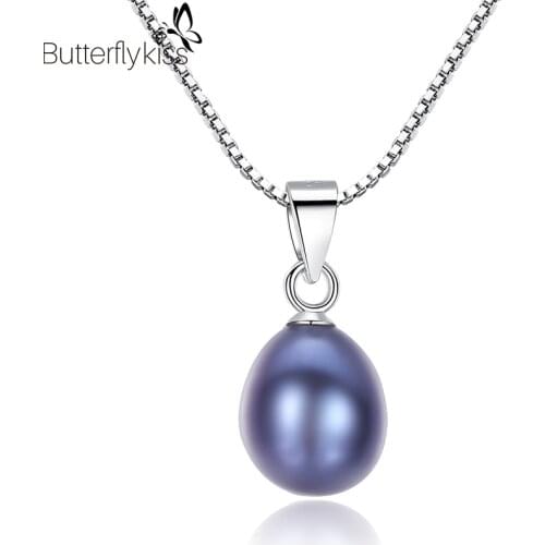 BK 4A Freshwater Pearl Pendant Necklace For Women Real 925 Sterling Silver Round Box Chain Female Engagement Jewelry Gifts