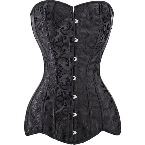 Overbust Corset Long Torso Corsets Drop Shipping Women Plus Size Gorset Cheap Black White Korsett Waist Slimming Floral Bustier