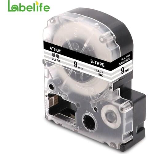 Labelife SST9KW Black on Clear Compatible EPSON Label Printer Ribbon Tape For King Jim TEPRA Tape Printers 9mm*8m For LW-300