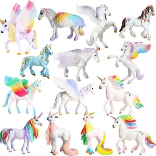 Cute Pegasus Tenma Elves Sheep Unicorn Model Simulation Mini Animal Horse Model Educational Toys Gifts Mini Animal Model