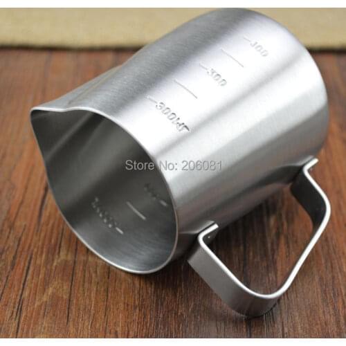 Stainless steel milk jug/hot sale milk cup Milk Foaming Jug/milk pitcher/milk jar with scale(350ML)