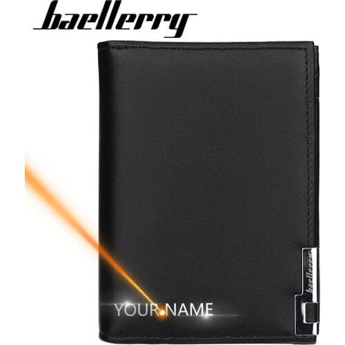 2020 Men Wallets Name Engraving Business Short PU Leather Card Holder High Quality Male Purse Coin Holder Men Wallet Portomonee