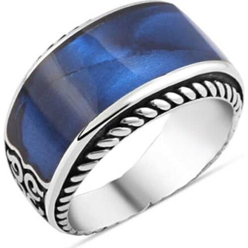 Cabochons Silver Men 'S Ring