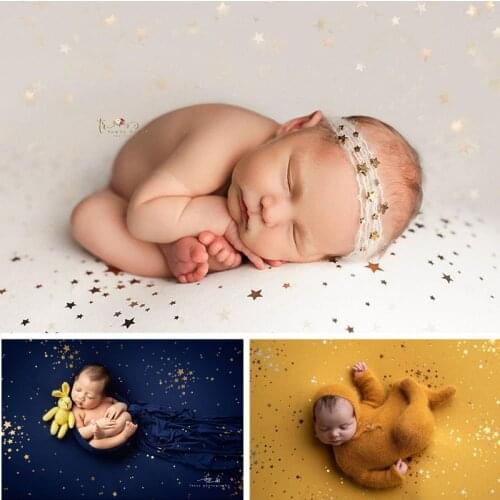 Baby Photography Accessories Starlight Stretch Background Blanket Bronzing Star Soft Wrap Headdress Newborn Props Girl Boy Set