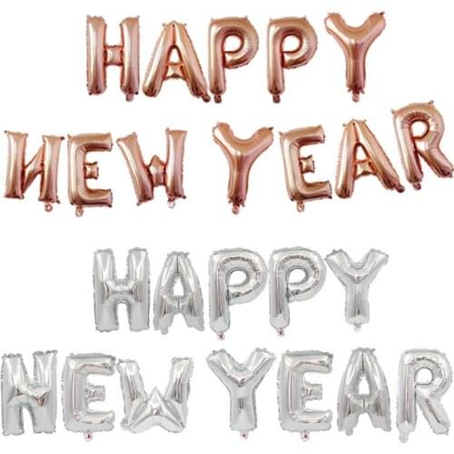 HAPPY NEW YEAR Alphabet Balloons New Year balloon Rose Gold Letters Air Balls Chinese New Year Decorations Christmas Decorations